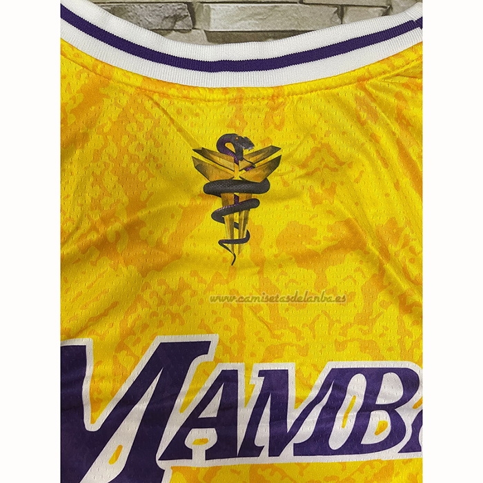 Camiseta Los Angeles Lakers Kobe Bryant NO 24 Mamba Amarillo